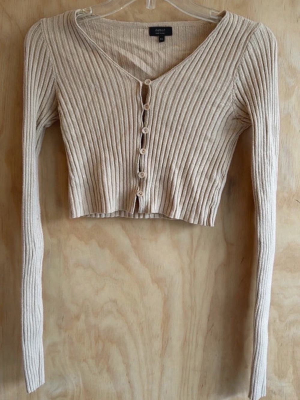 Debut Ribbed Button-Front Crop Top - Cream